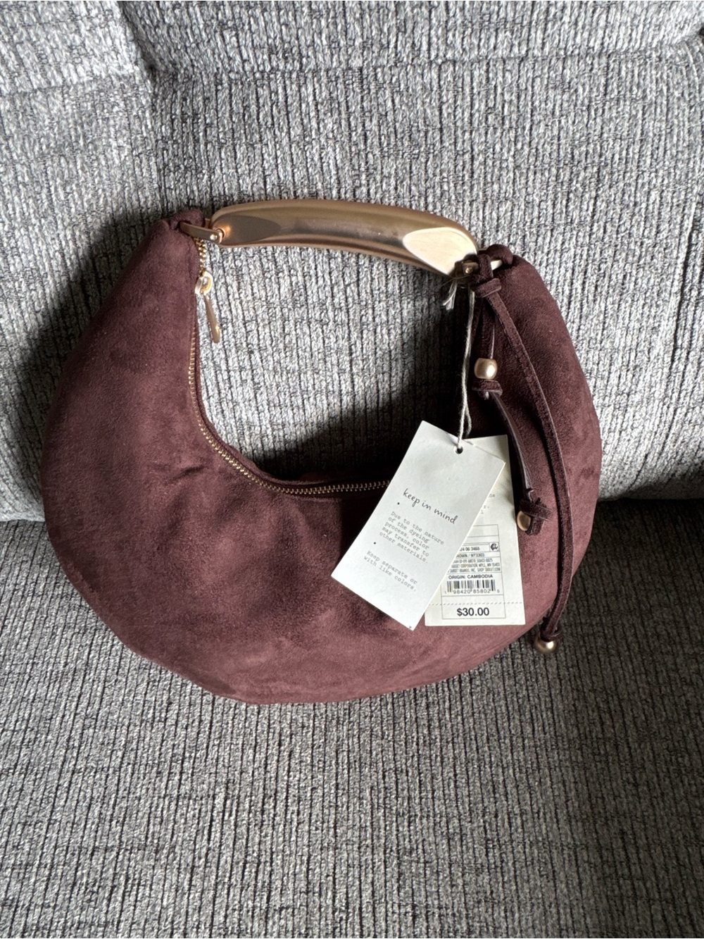 Metal handle Crescent Handbag